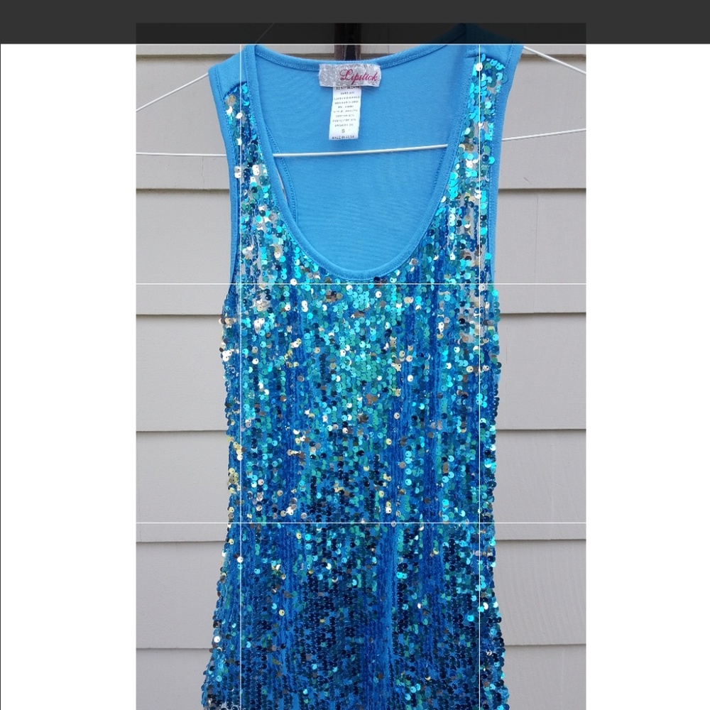 LIPSTICK BLUE & SILVER SEQUIN TANK TOP - SMALL