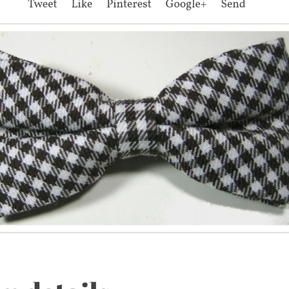 ULTRA RARE Brown White Gingham Plaid Bow Tie Pre T