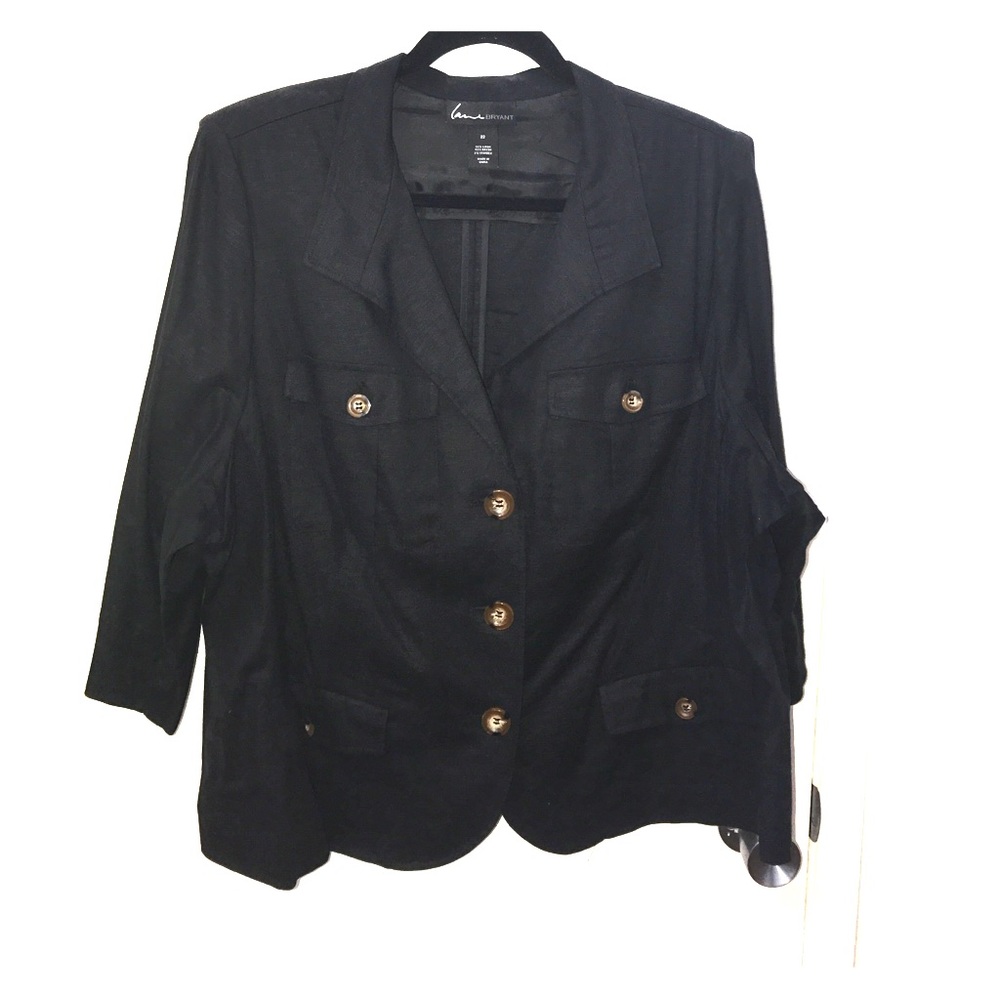 Black Linen Blazer Plus Size