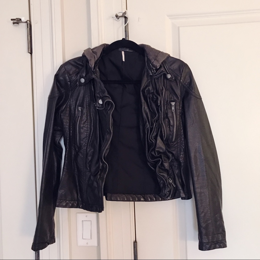 Free People leather hoodie