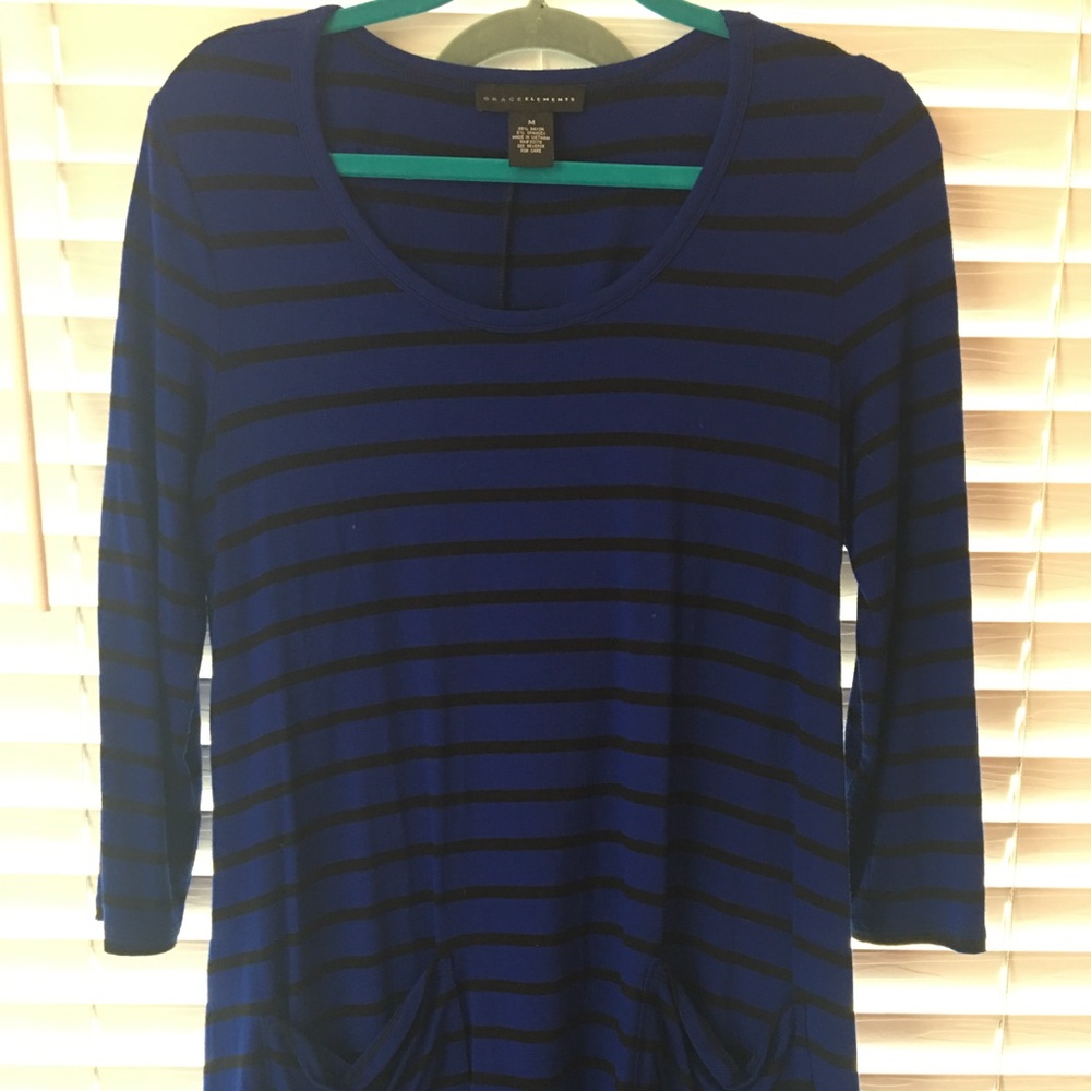 Black and blue striped tunic shirt! Size M