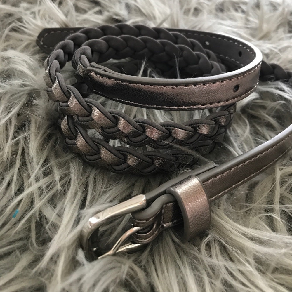 Metallic Braided Skinny Belt