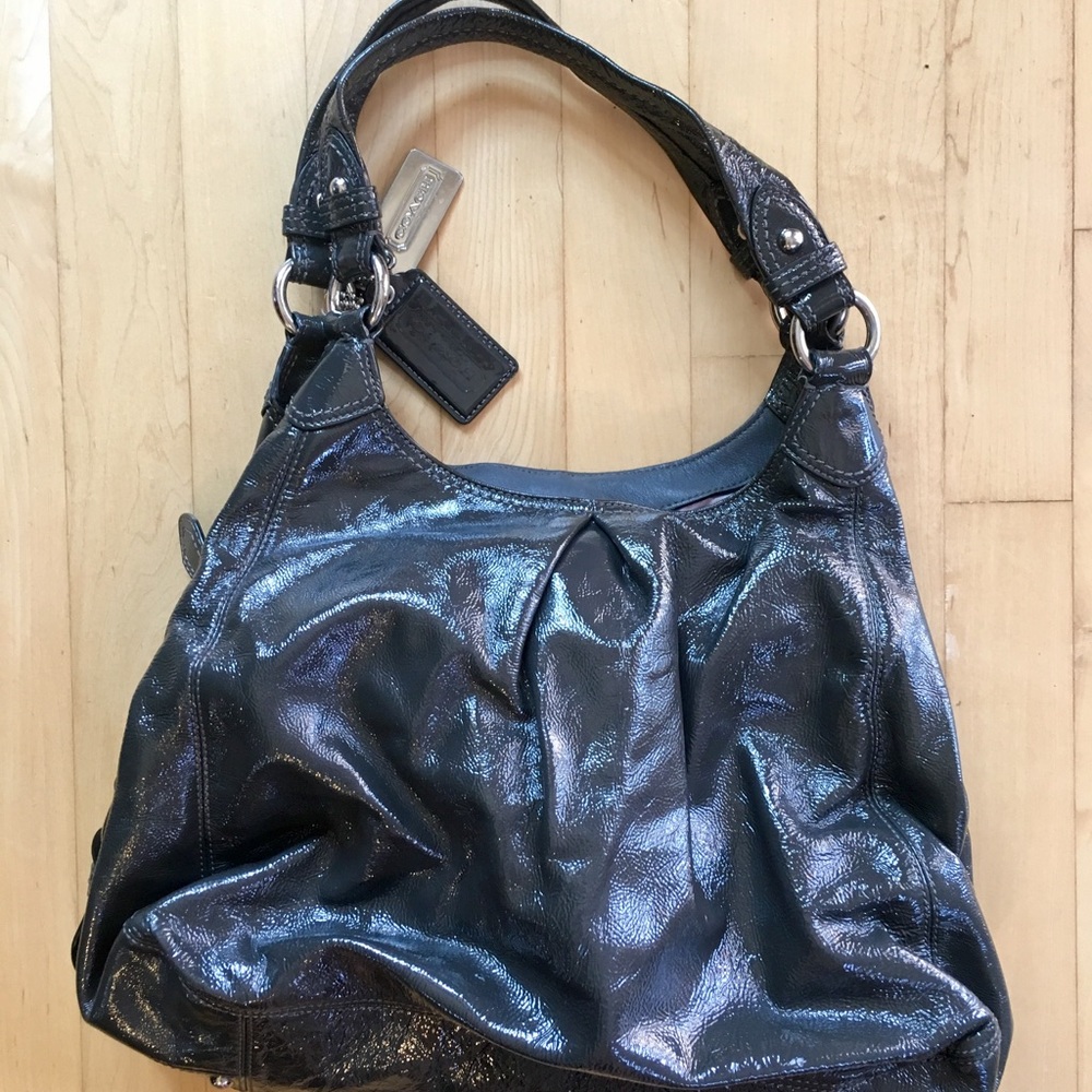 Coach high gloss grey bag.