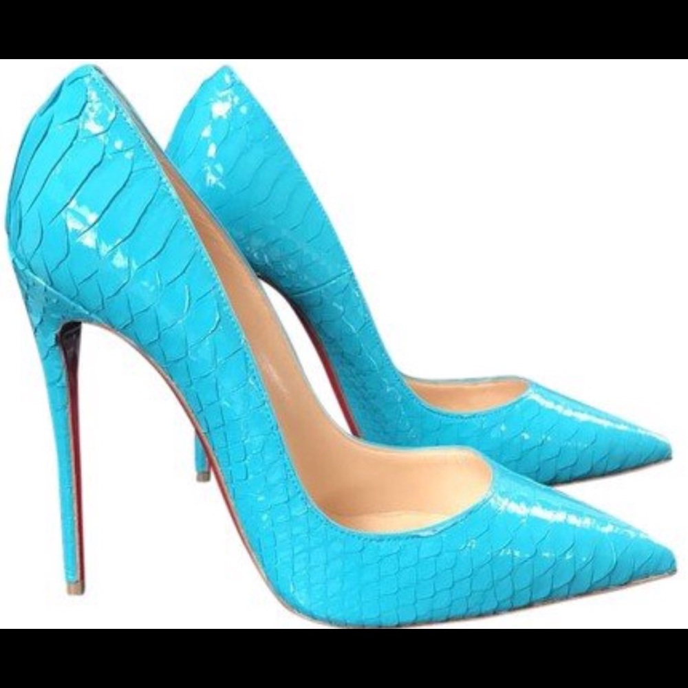 Christian Louboutin Python Pacific Blue So Kate - Picture 1 of 3