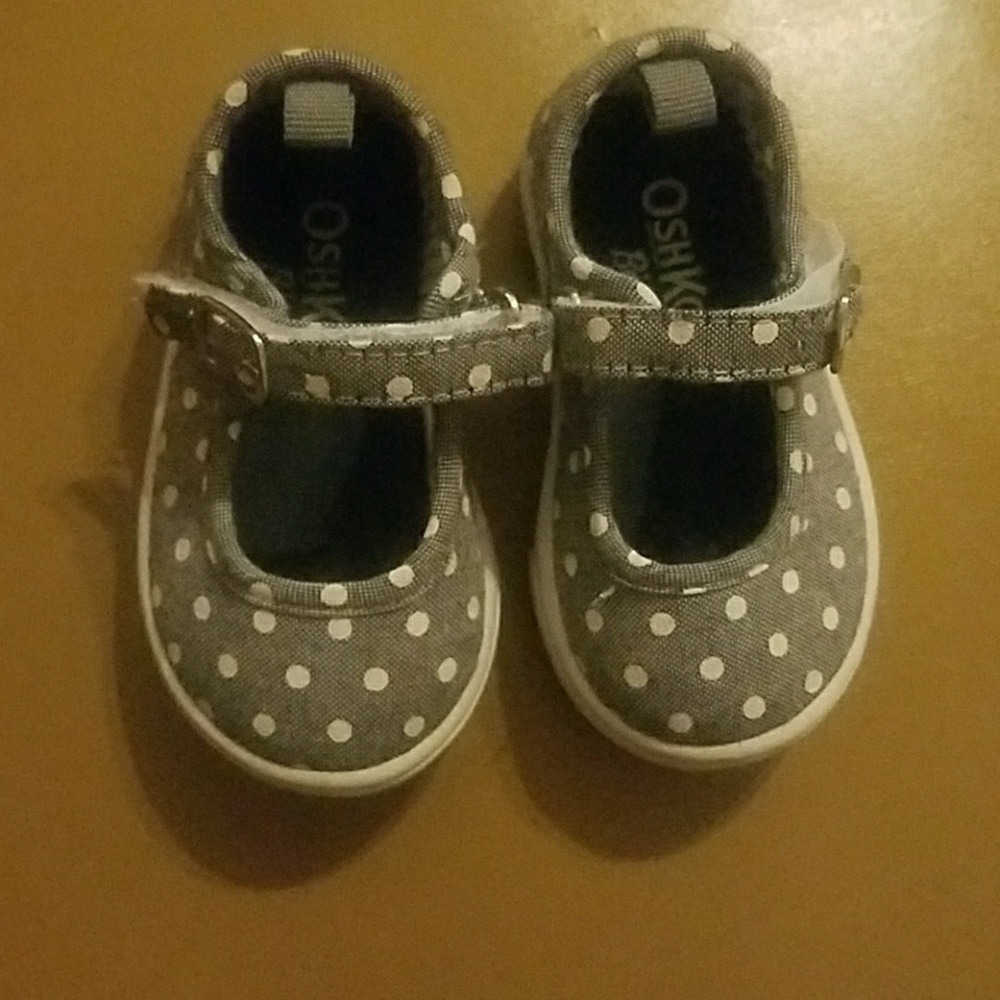 Gray and white shoes