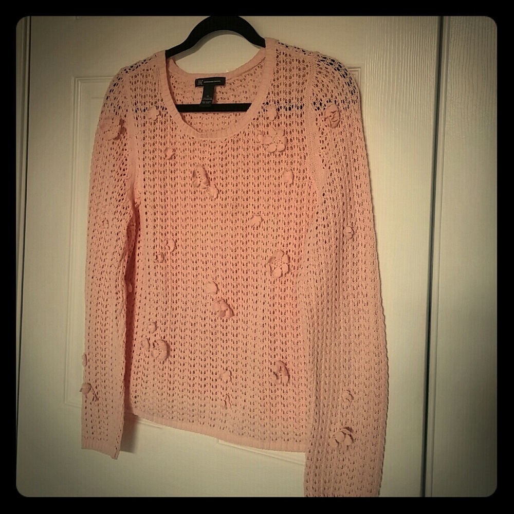 Pink crochet Sweater XL, but fits like a size L