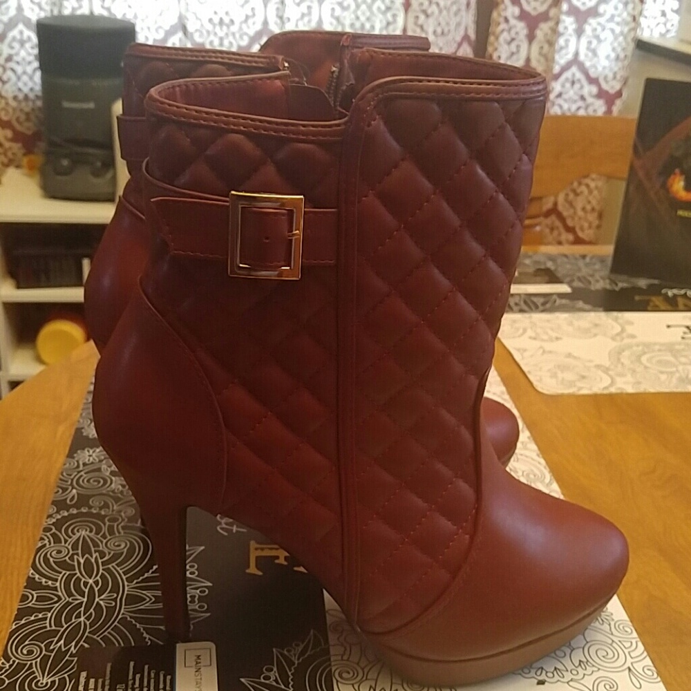 Quilted Burgundy Booties