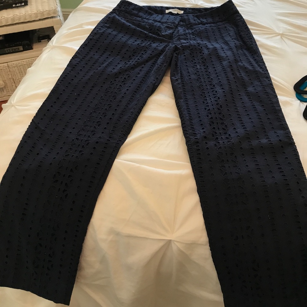 Loft size 2 Navy Eyelet pants