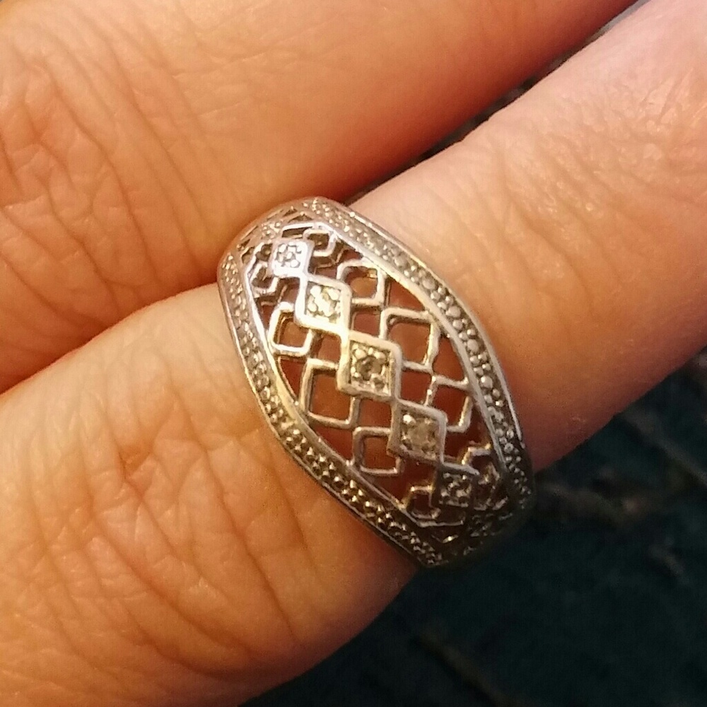 Sterling and Diamond Band Ring
