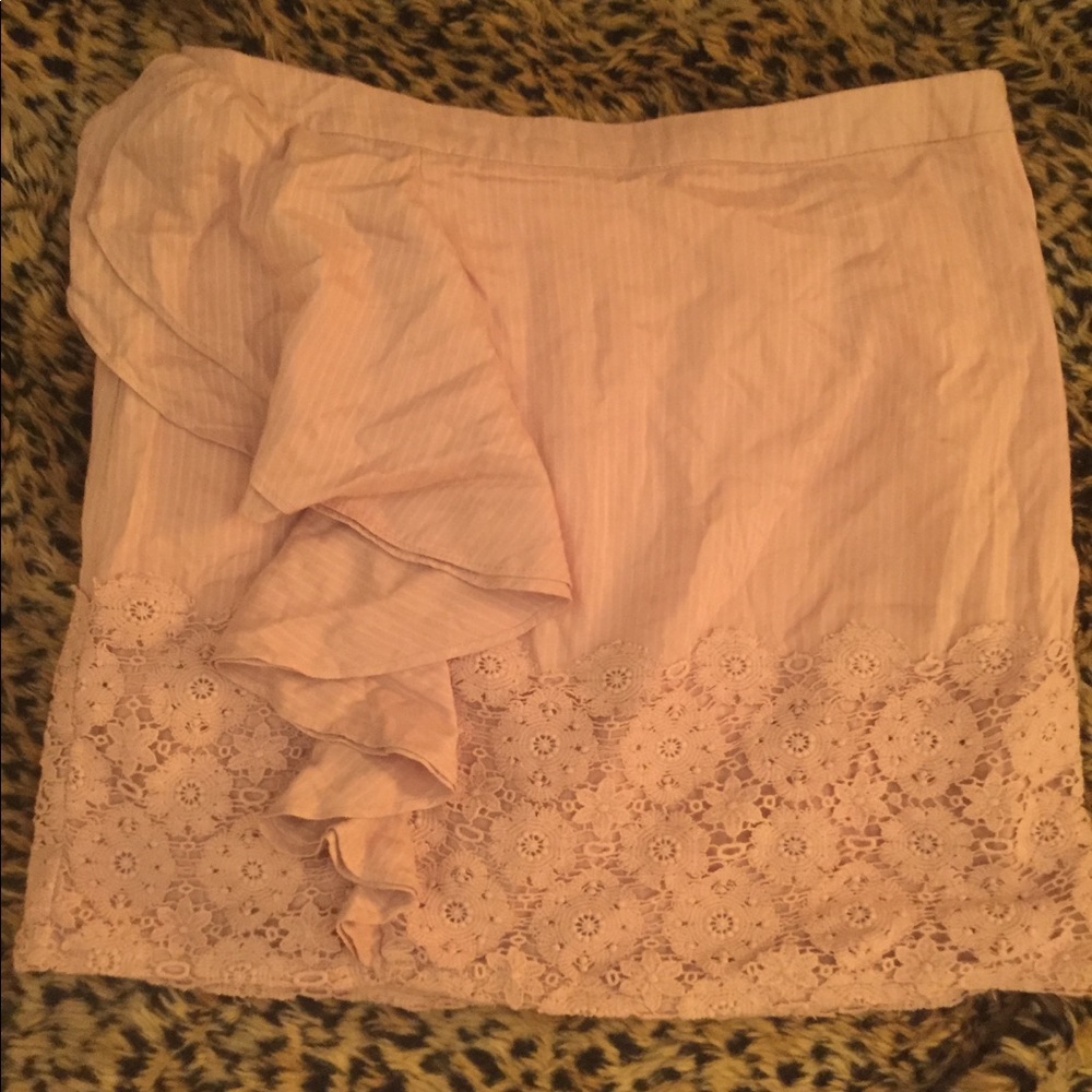 Blush pink ruffled Lace Skirt