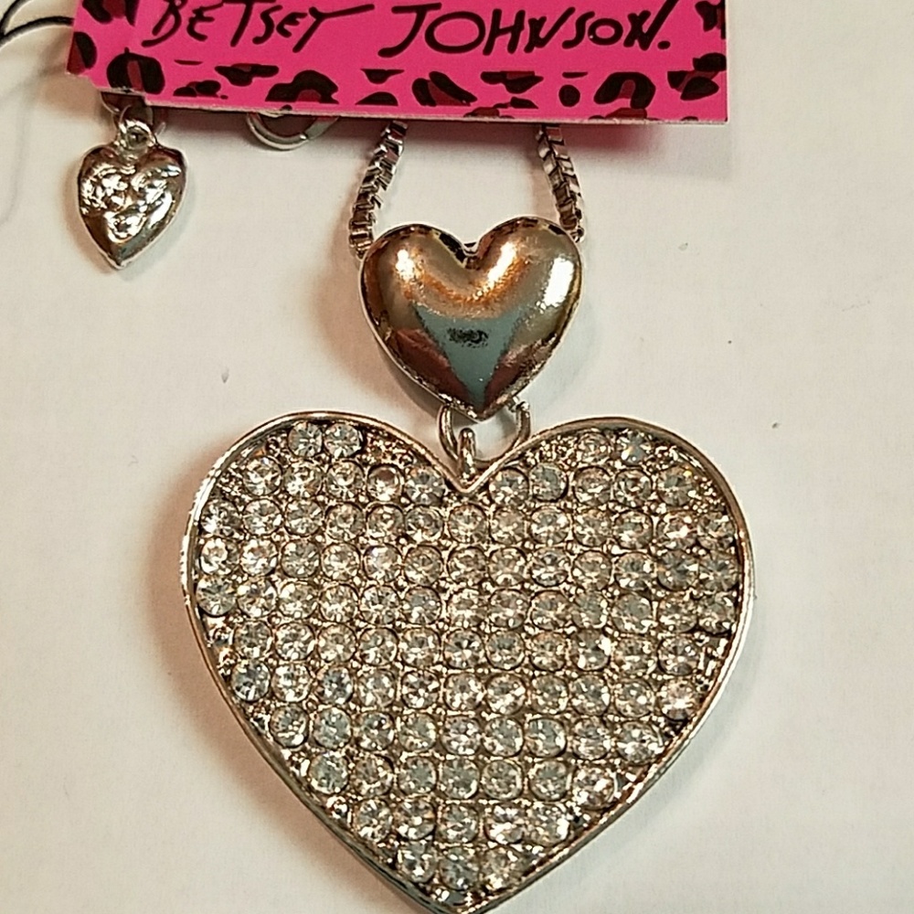 Gorgeous pave clear crystal double heart necklace