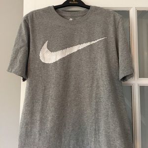 Grey Nike T with white swoosh