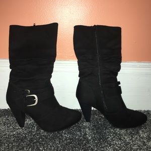 Black suede boots