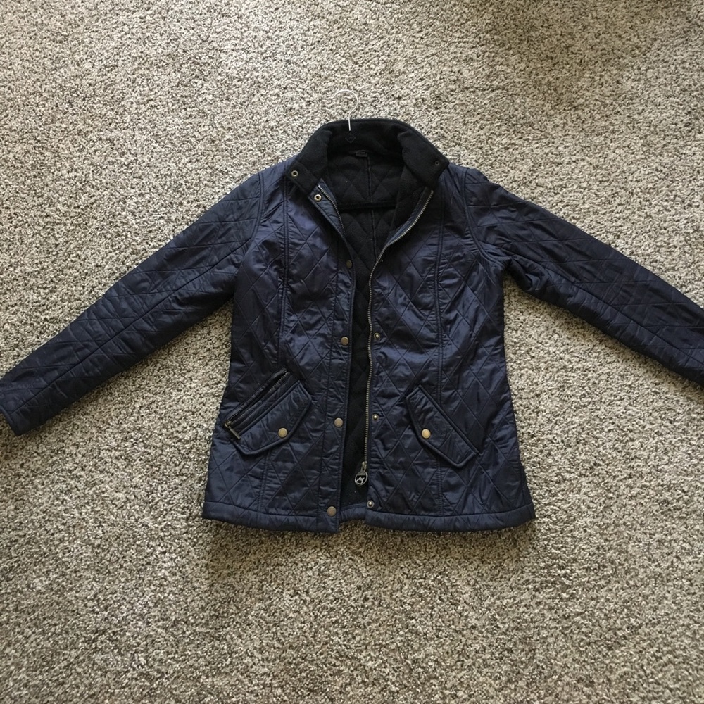 Fleece lined navy Barbour jacket