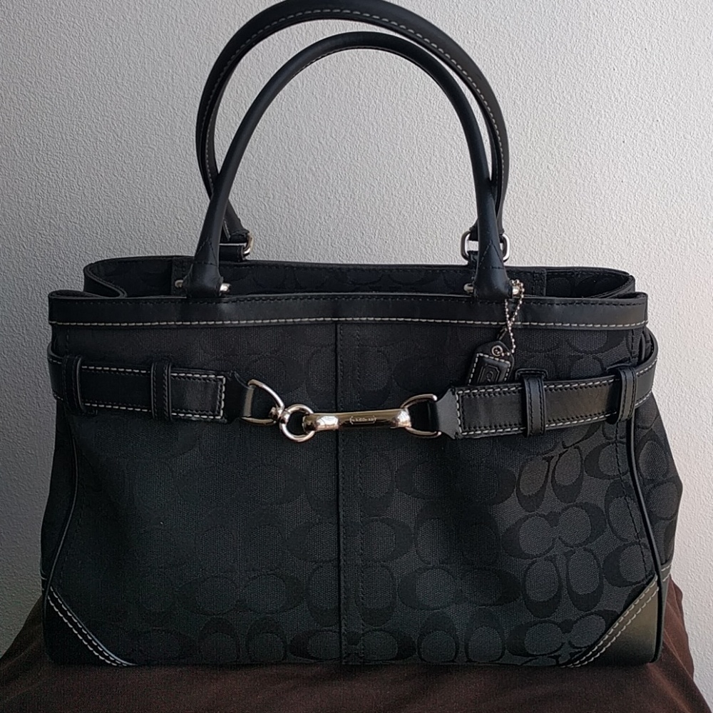 Coach Black Signature Tote Bag