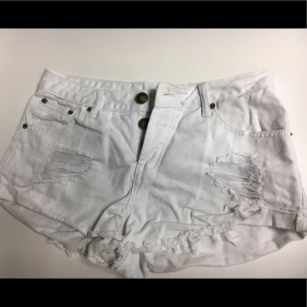 White jean shorts