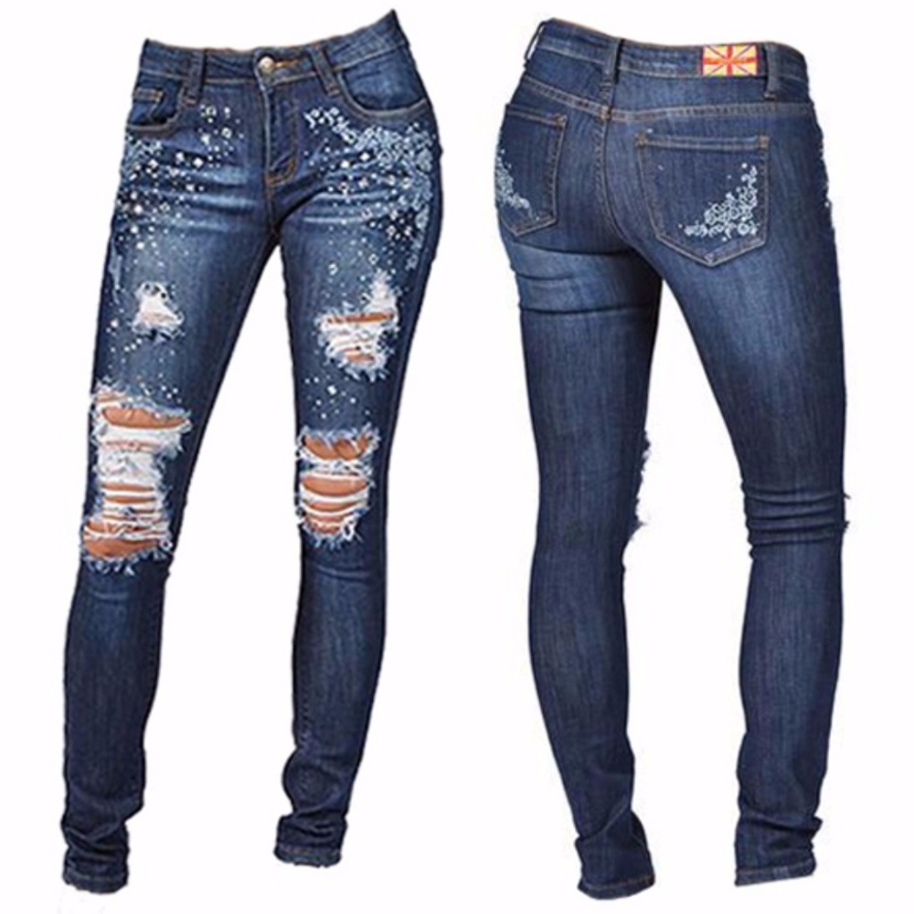 Destroyed Bling Jeans
