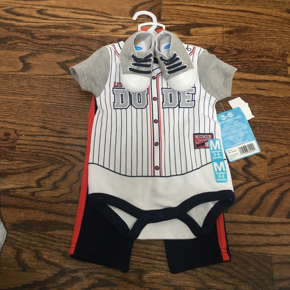 NWT "Dude" Baseball Outfit. Size 3-6 months