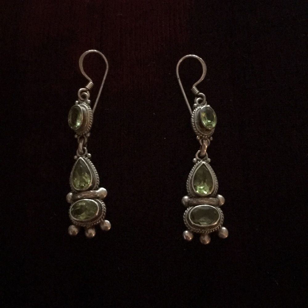 Sterling silver and genuine peridot earrings