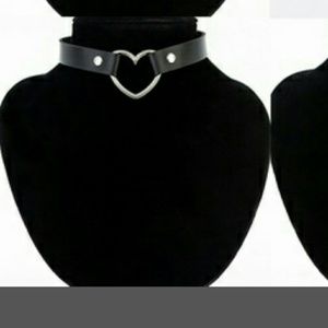 Jewelry - Black choker with silver heart.Choker and bracelet Jewelry - Black choker with silver heart.Choker and bracelet