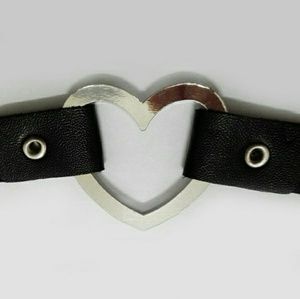 Jewelry - Black choker with silver heart.Choker and bracelet Jewelry - Black choker with silver heart.Choker and bracelet