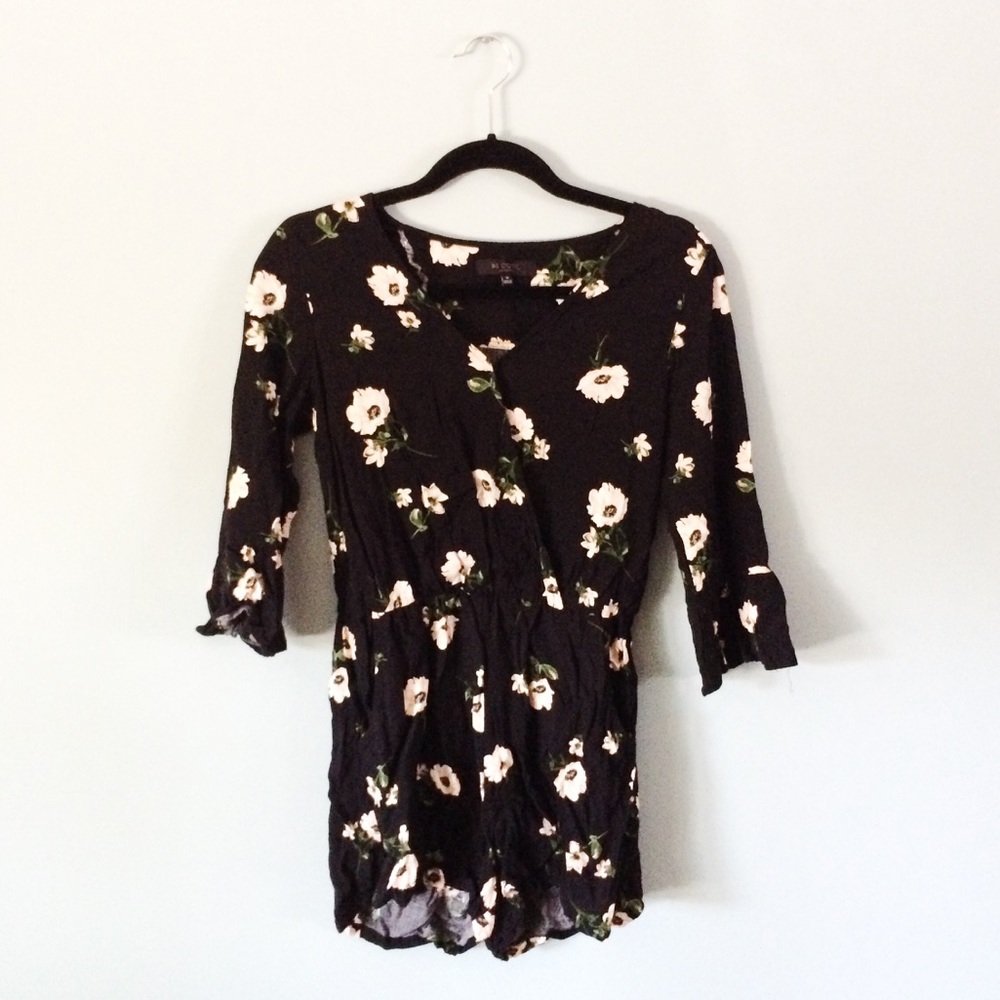 Black floral romper