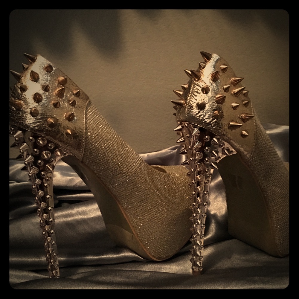 Gold glitter Platform Heel 6 inches