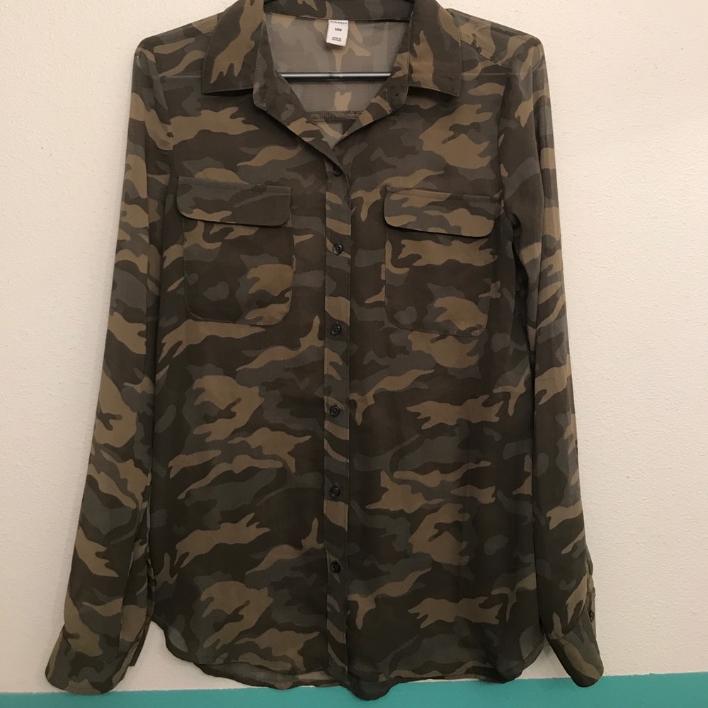 Camouflage Button Down Top