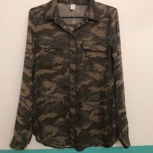Camouflage Button Down Top