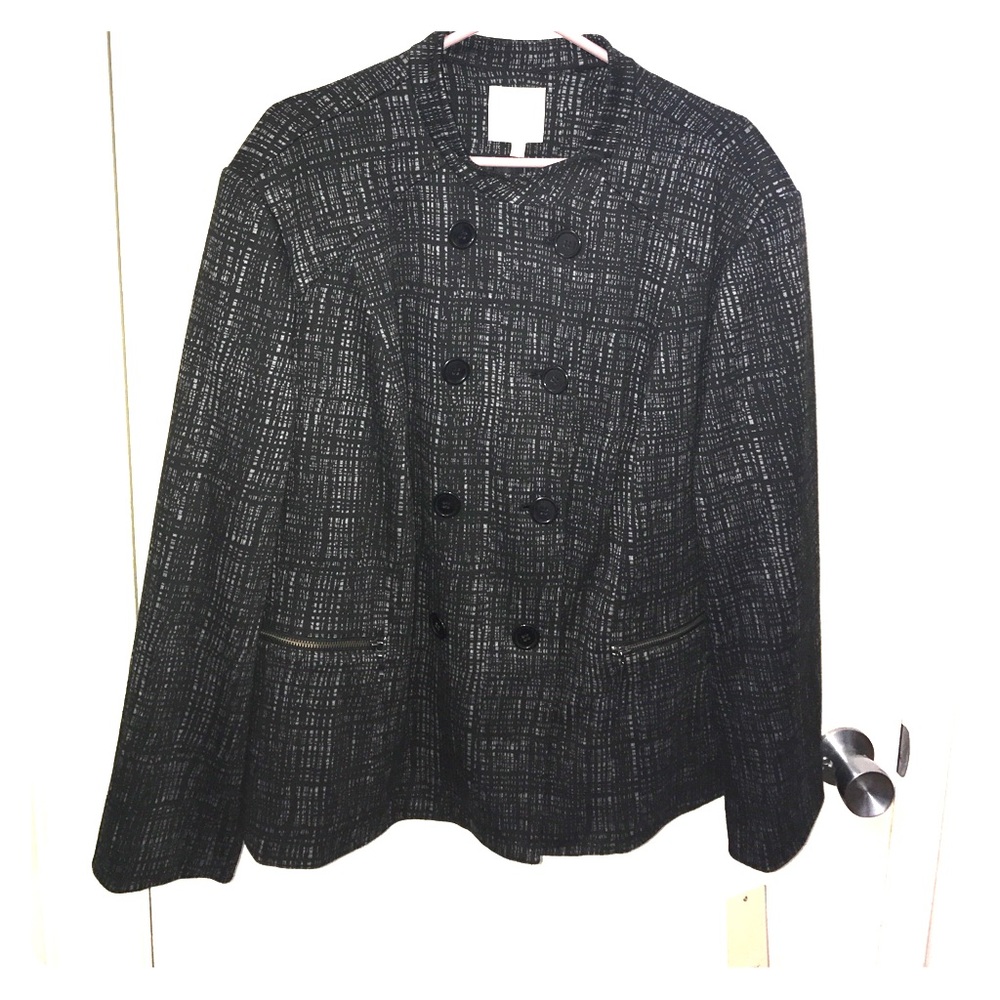 Black and Grey Pea Coat Plus Size