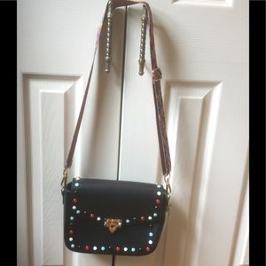 BLACK LTHR STUD CROSSBODY BAG VALENTINO LIKE-NWOT