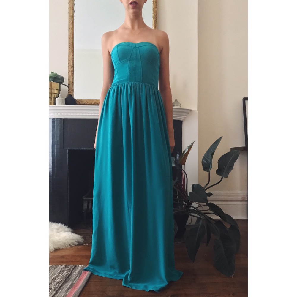 Rebecca Taylor Silk Strapless Corset Gown