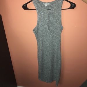 Grey midi ribbed dress
