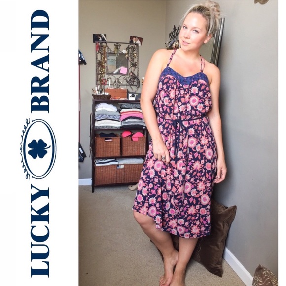 Lucky Jeans boho floral knit strappy back dress S - Picture 2 of 8