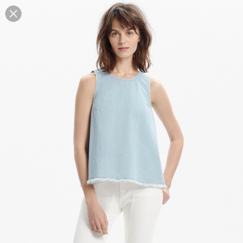 Madewell Raw Edge Frayed Hem Denim Top