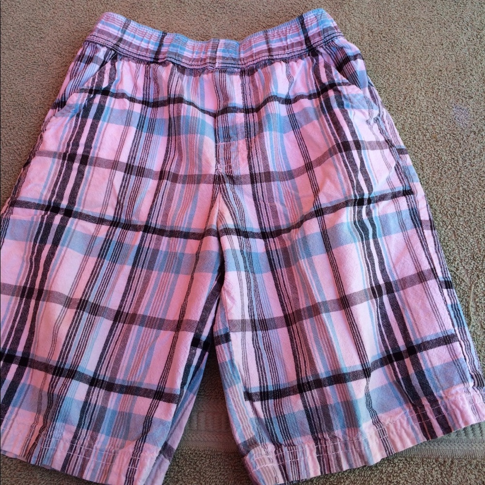 Youth elastic waistband plaid shorts