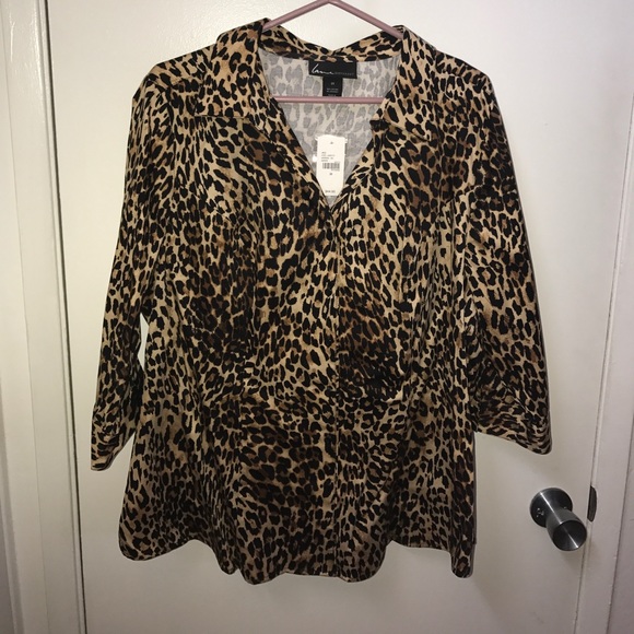 Leopard Print Dress Shirt Plus Size - Picture 1 of 4