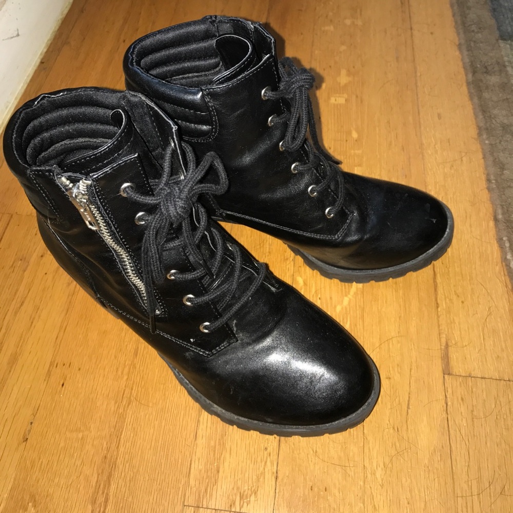 High Heeled Combat Boots