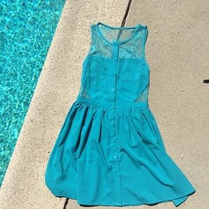 Super cute teal skater style dress!