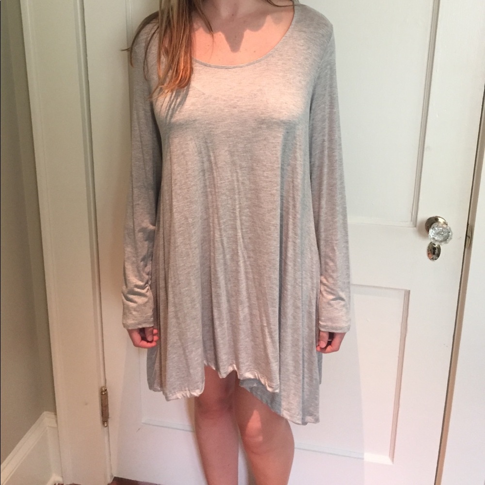 Grey Long Sleeve T-Shirt Dress