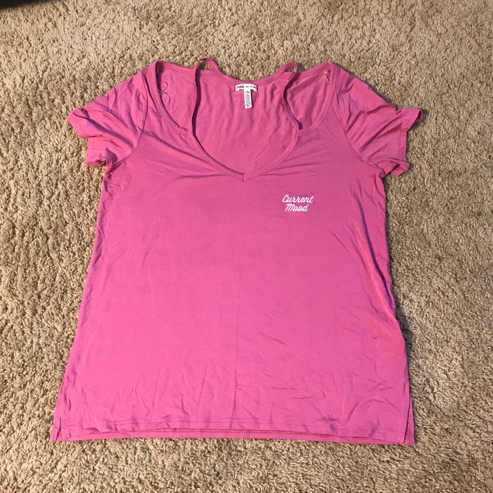 Pink nation cold shoulder tee