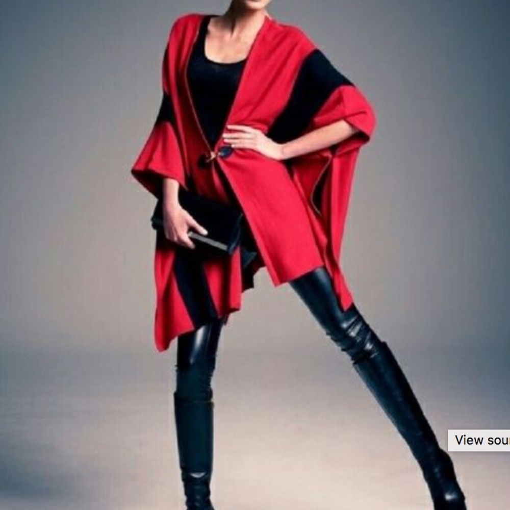 Michael Michael Kors  red and black poncho