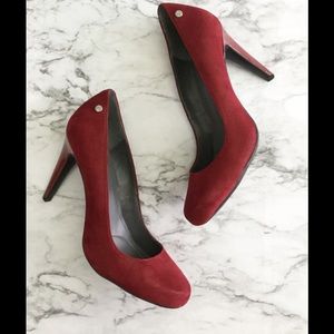 New Calvin Klein Red & Silver Heels