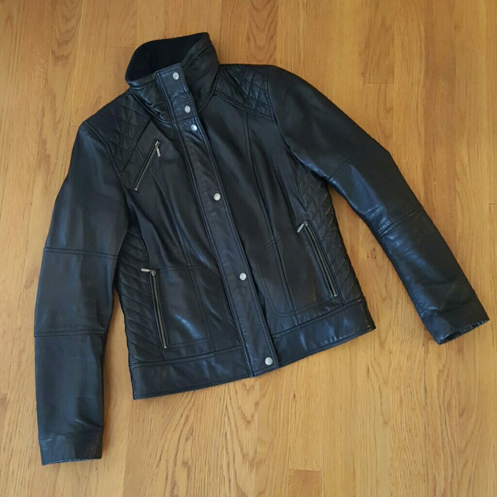 Cole Haan Lambskin Leather Moto Jacket *EUC!*