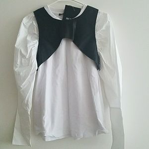 ZARA Sweatshirt Removable Faux Leather Vest Sz S