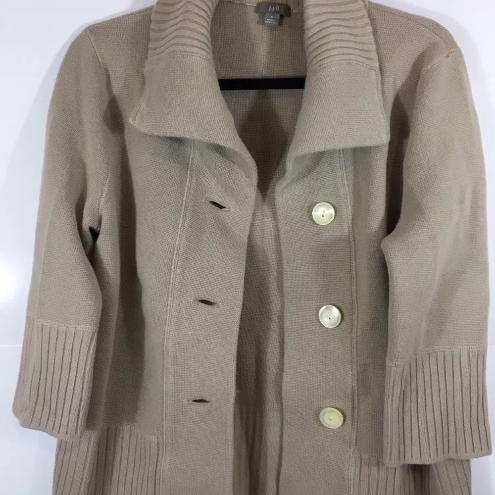 Jjill chunky sweater with buttons Tan heavyweight