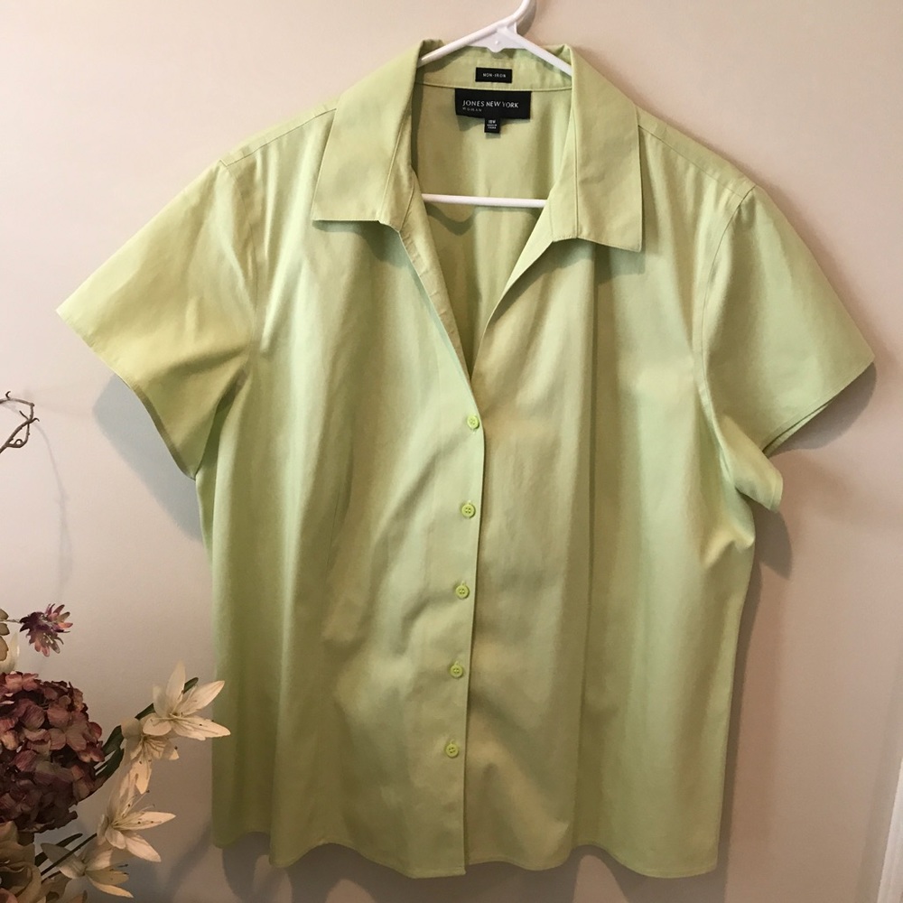 Button up cap sleeved shirt.