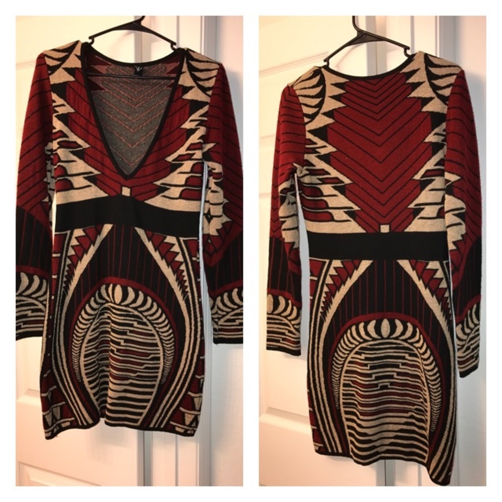 Red gold black Sweater dress