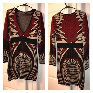 Red gold black Sweater dress
