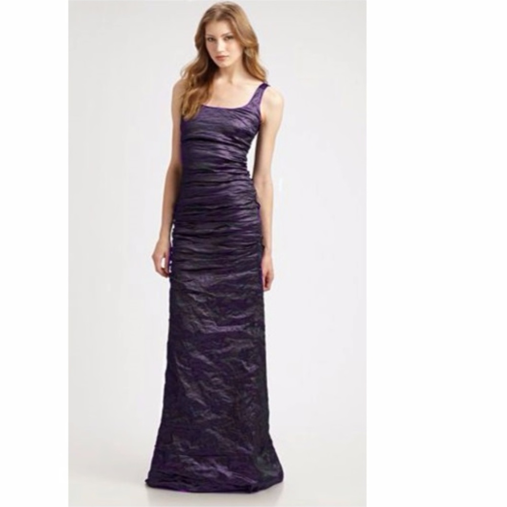 💕Nicole Miller Iridescent Orchid Metallic Gown 2
